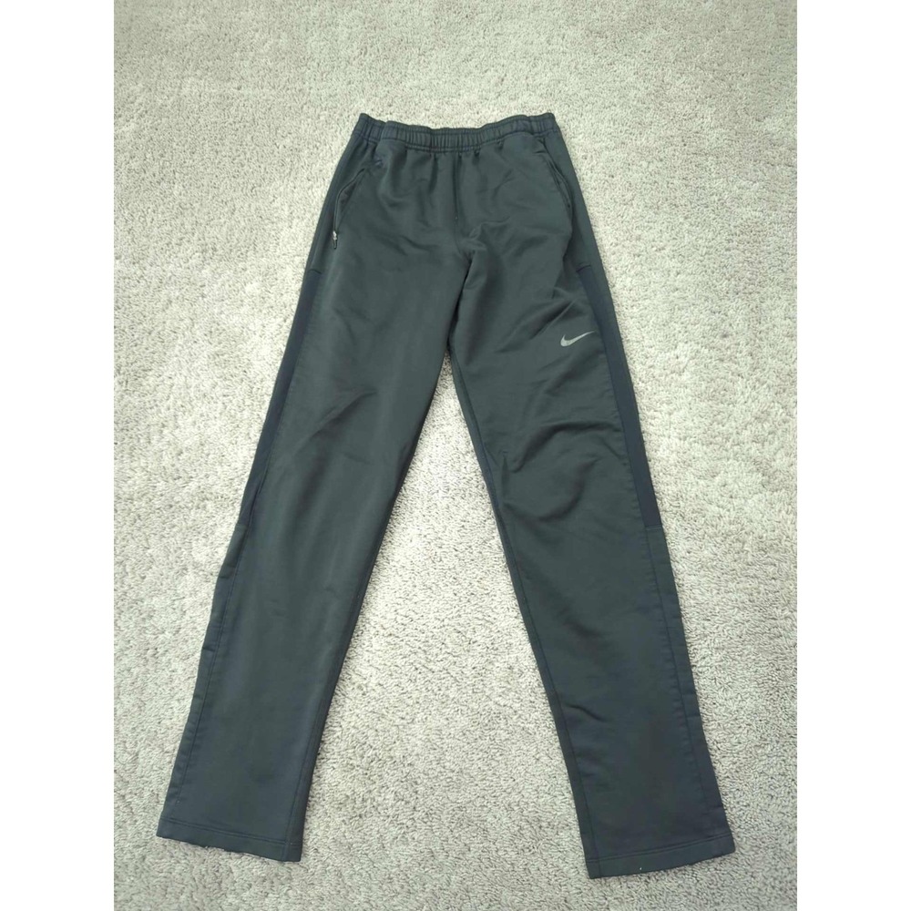 Nike Track Pants Mens S Black Zipped Ankle Swoosh Logo Dri-Fit Athletic